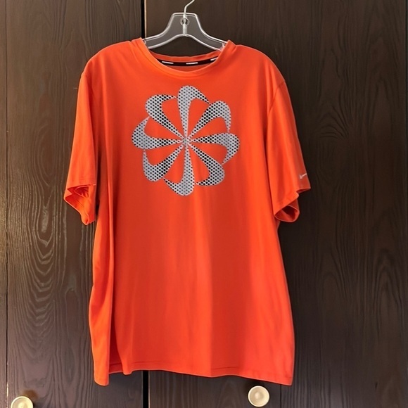 Nike running, drifit, orange shirt with black and gray design on the front. XL - Picture 1 of 6